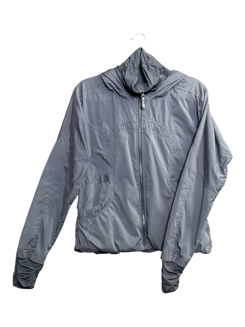 Vintage Lululemon Community Jacket Size 8 Grey Ruched Hooded Lined Dance Studio